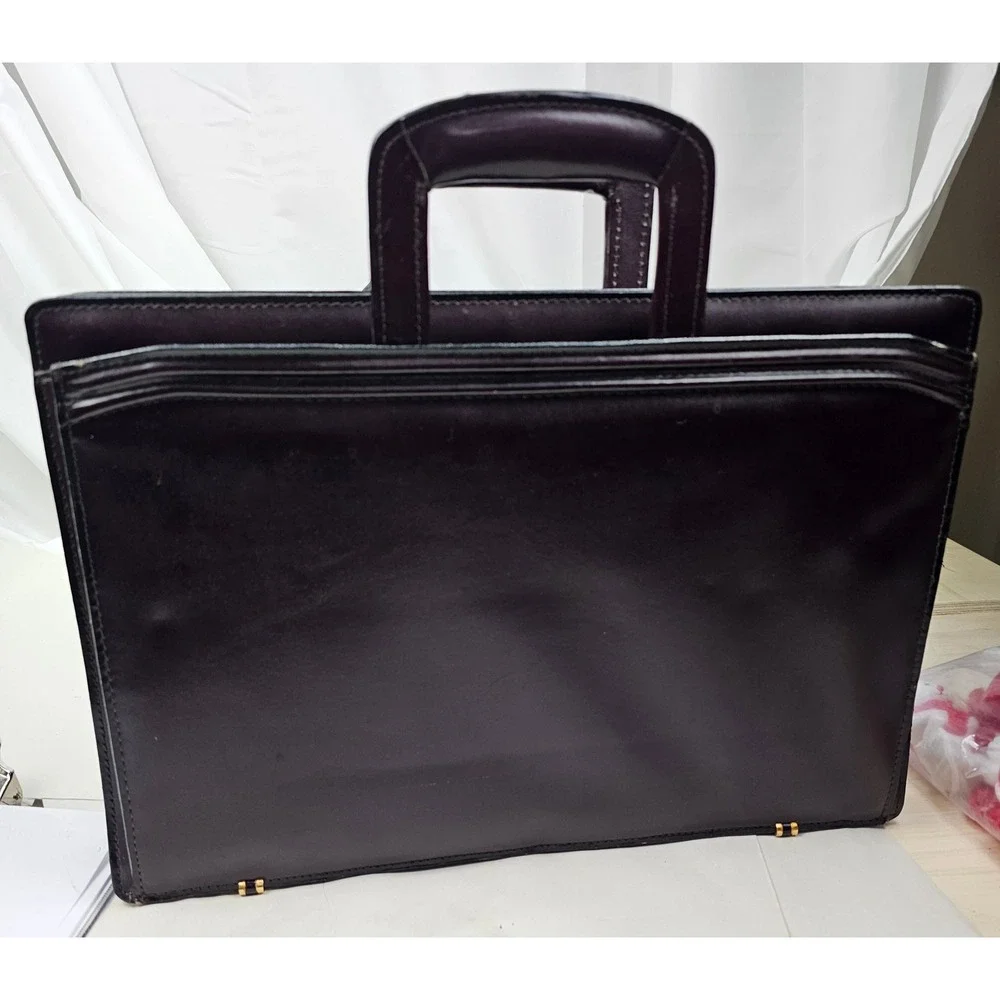 Mens Genuine Leather Briefcase‎ Dark Brown Classic Business Travel Laptop Bag